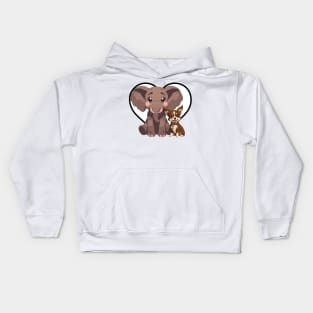 Elephant and Dog Friends Kids Hoodie